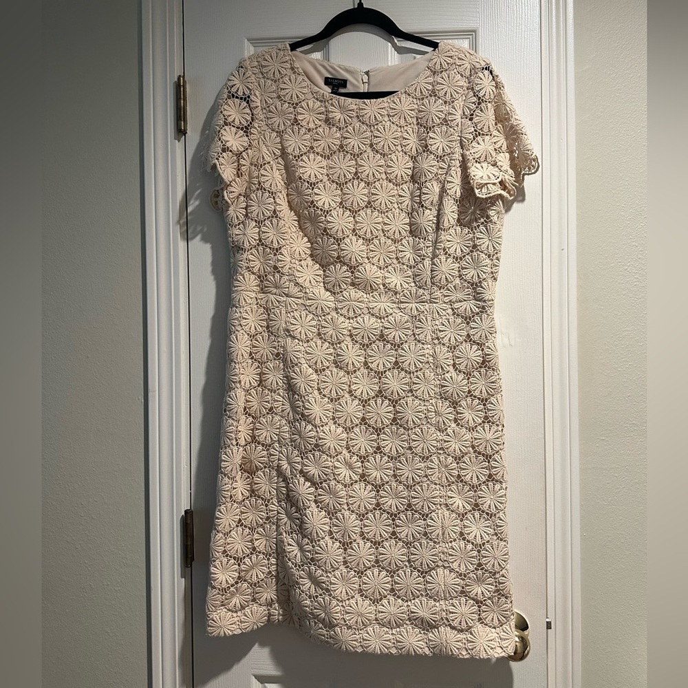 Talbot Plus Size Petite Beige Floral Lace Sheath Dress Women’s 16P